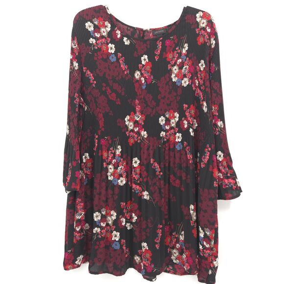 J. Jill Wearever floral pleated chiffon tunic top Size 2X A-line 3/4  sleeves - Picture 1 of 12